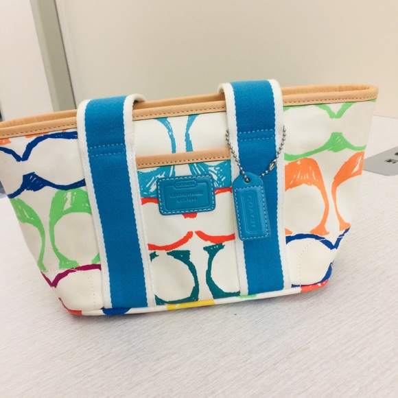 Coach Signature Scribble Mini Tote VIBRANT Colors! - Picture 7 of 8